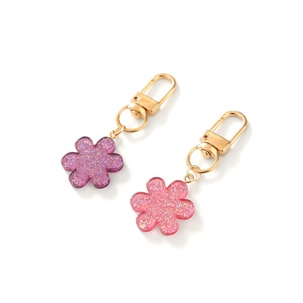 Wholesale Colorful resin glitter flower petal series keychain