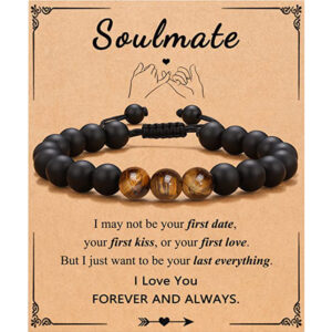 Black matte yellow tiger eye braided rope bracelet