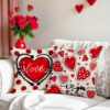 Wholesale Heart-Shaped Printed Pillow Cover Valentine's Day Linen Printed Cover