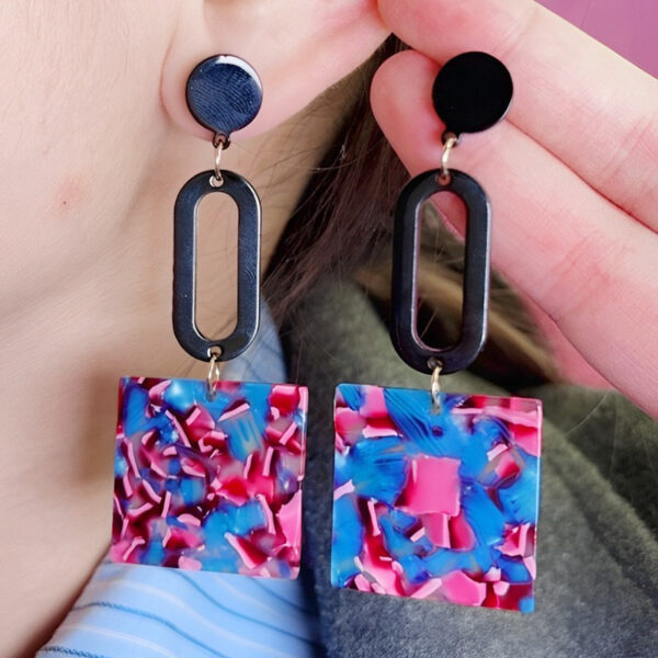 Wholesale Colorful square long acrylic earrings