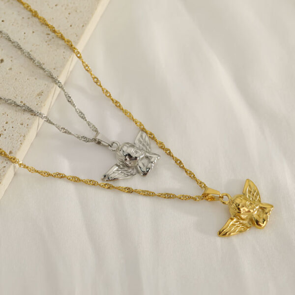 Wholesale Retro cartoon angel titanium steel necklace
