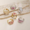 Wholesale Colored Diamond Ring Heart Opening Adjustable Ring