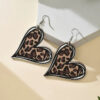 Wholesale Mother's Day Leopard Print Love Double-Sided Wooden Earrings