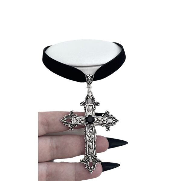 Wholesale Dark Gothic Cross Velvet Punk Necklace