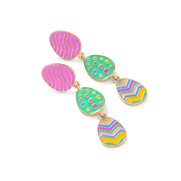 Wholesale Colorful three-layer Easter egg cute Easter earrings