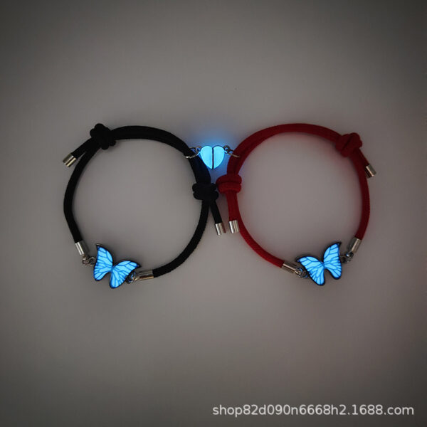 Wholesale Bracelet Luminous Butterfly Heart Magnetic Couple Style Braided