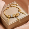 Wholesale Golden leopard Print Cross Grand Bracelet