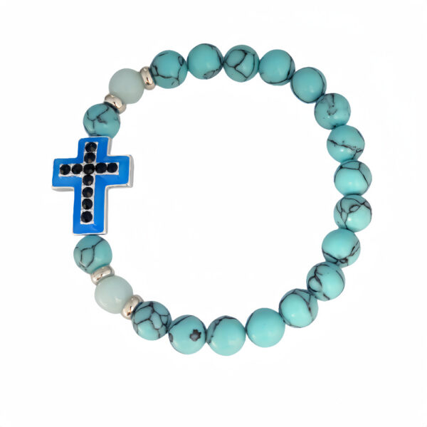 O1CN01dWGs632IVKnQf9sIL_3919529291-0-cib Wholesale Turquoise luminous cross diamond studded prayer bead bracelet