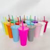 Wholesale 24OZ solid color PP plastic large capacity 710ml straw cup