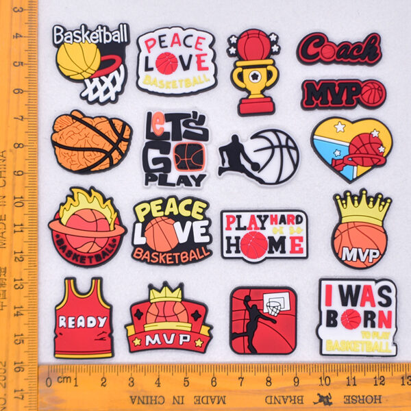 Wholesale Basketball themed soft rubber detachable Croc Charms