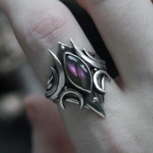 Wholesale Gothic retro geometric purple diamond ring