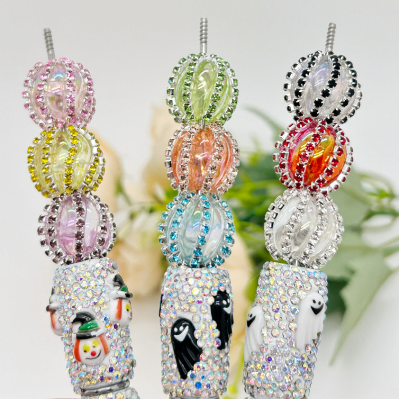 Wholesale Diamond Chain Pumpkin Colorful Lantern Beads
