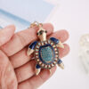 Wholesale Colorful diamond studded cute marine turtle metal keychain