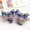Wholesale 10pcs Alloy crystal butterfly straight hole double-sided beads
