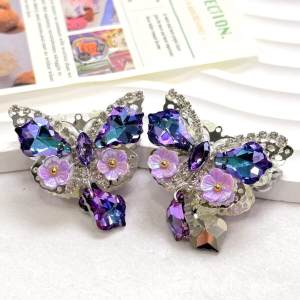 Wholesale 10pcs Alloy crystal butterfly straight hole double-sided beads