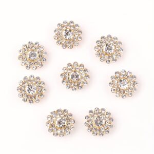 White diamonds on gold base / 14mm three-layer sunflower (glass diamond)