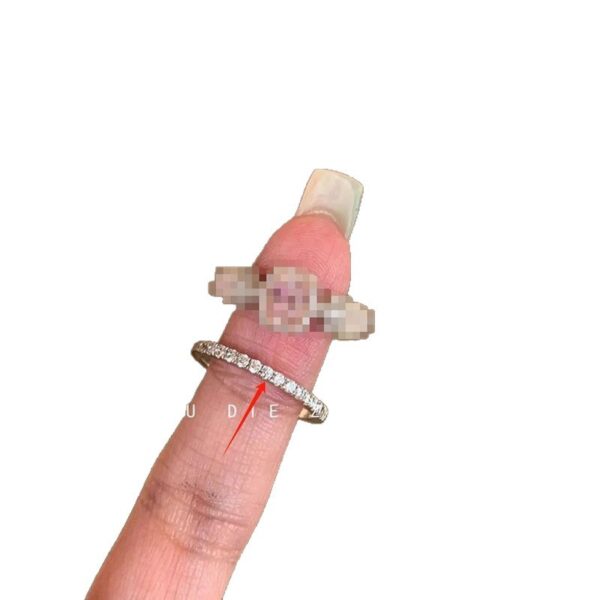 Wholesale Vintage Pink Sugar Cube Small Diamond Ring for Women, Socialite Style