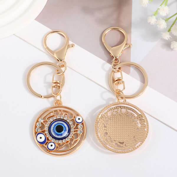 Wholesale Blue Devil's Eye with Water Diamond Metal Keychain
