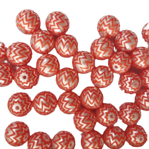 Wholesale 5pcs 20mm Acrylic Orange Wave Print Beads