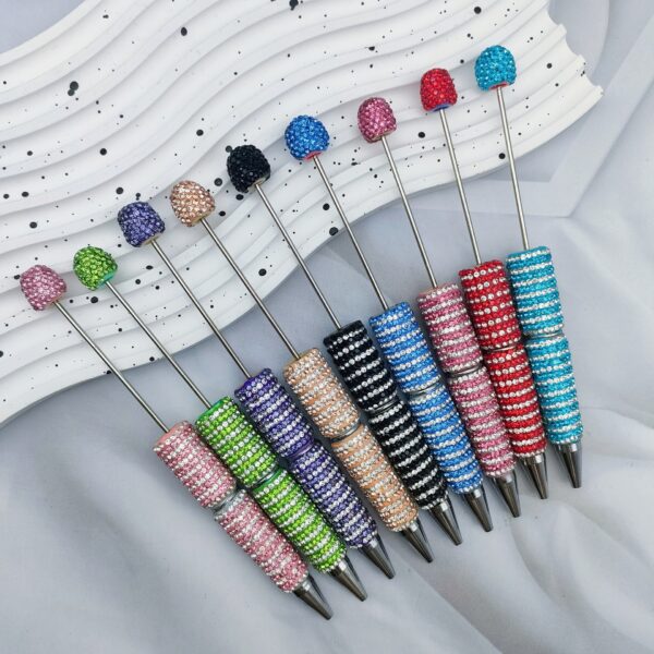 Wholesale Circular Textured Spiral Adorned Full Diamond-like Fancy Beadable Pens