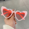 Wholesale New bridal sunglasses styling glasses with rhinestone bride letters pearl heart female wedding party sunglasses