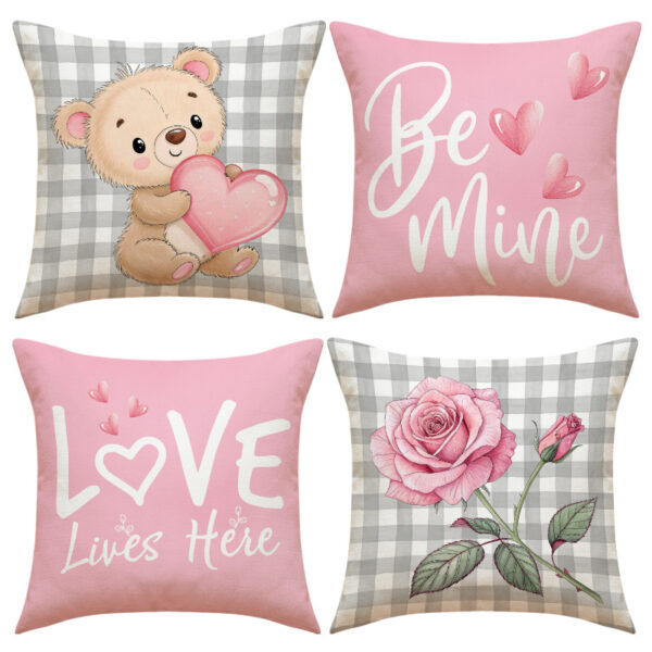 Wholesale Pink Suit Valentine's Day Pillow Cover Linen Letter Print Cushion