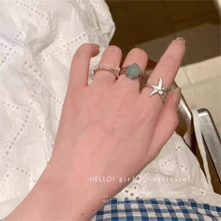 Wholesale Blue Bubble Starfish Open Adjustable Ring