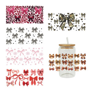 Wholesale Cute Cartoon Bow 16oz Cup UV DTF Wraps