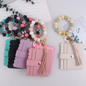 Wholesale Silicone Bracelet Solid Color Card Holder and keychain.