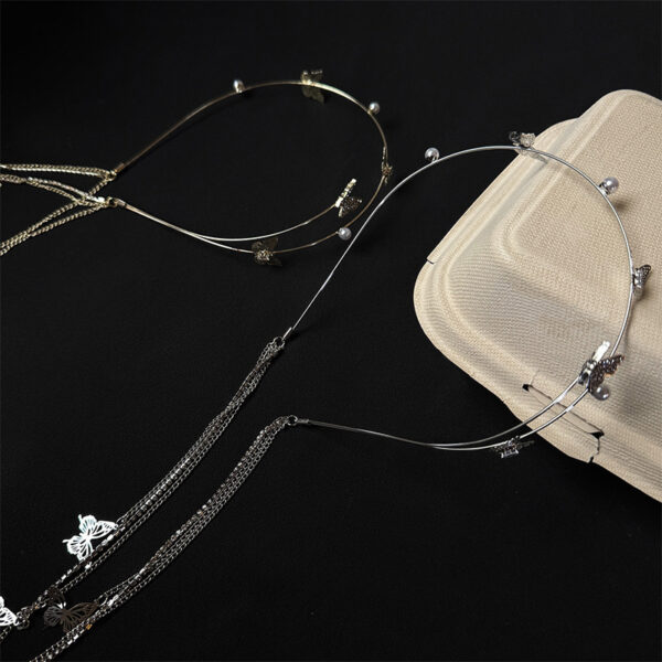 Wholesale Rhinestone Butterfly Fairy Tassel Headband Luxury Forest Style