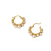 Wholesale Golden ring inlaid with pearl Hoop Earrings