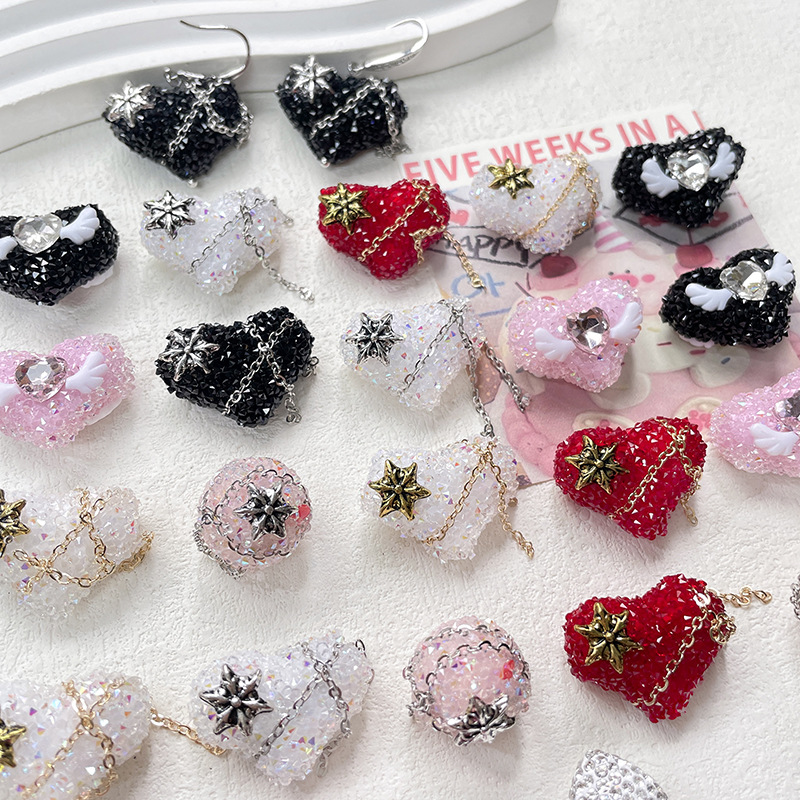 Wholesale Colorful Gothic Punk Full Diamond Love Acrylic Beads