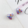 Wholesale 10pcs double-sided printed oil painting style flower love acrylic beads