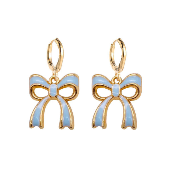 Wholesale Oil-spray colored bow pendant Valentine's Day earrings