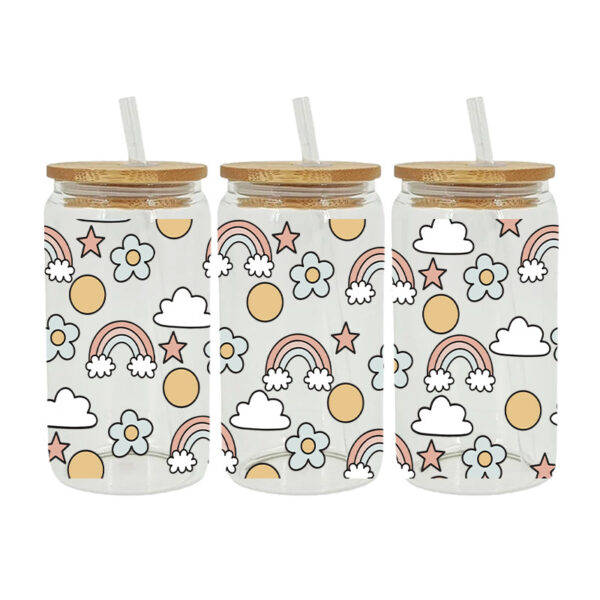 Wholesale Uv Transfer Sticker Glass Cup Crystal Label Crystal Sticker Cross-Border Exclusive for 16oz Glass Cup Special Sticker 23Cmx11Cm