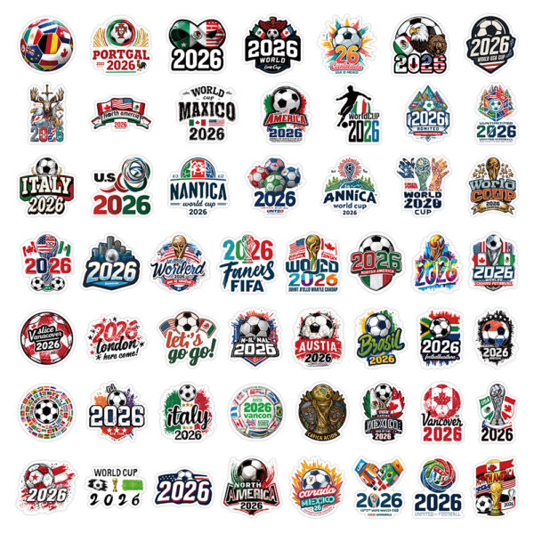 Wholesale 50 Cute Cartoon World Cup Waterproof Vinyl Stickers