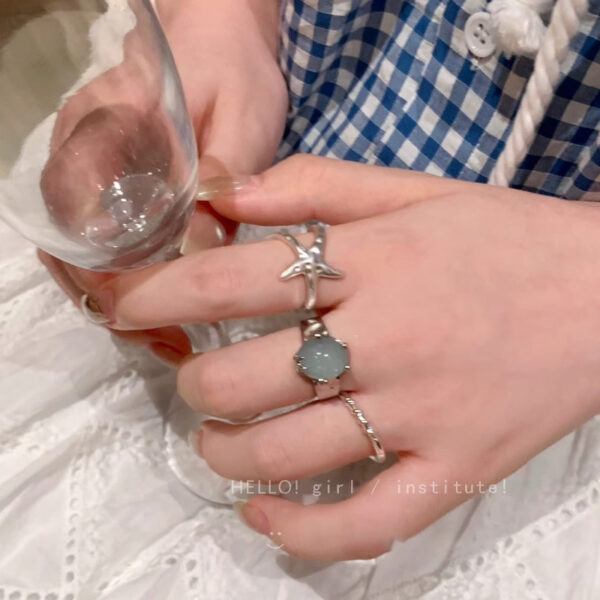 Wholesale Blue Bubble Starfish Open Adjustable Ring