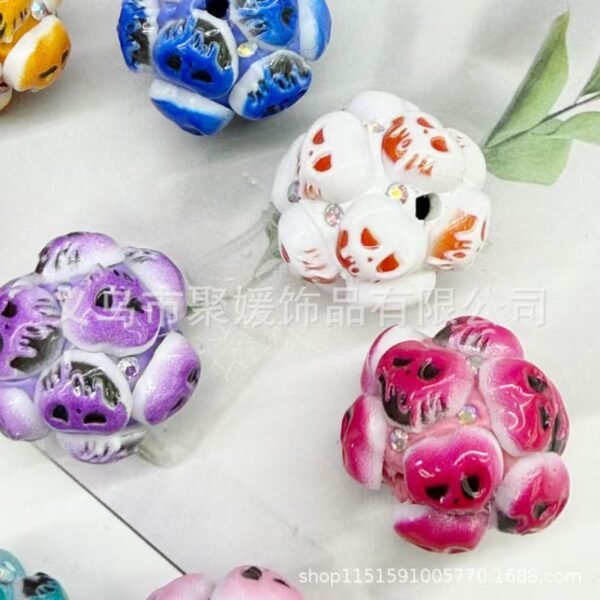 Wholesale Halloween Ghost Head Wearable Straight Hole 3D Focal Beads