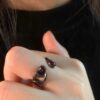 Wholesale Love Zircon Gun Black Open Adjustable Ring