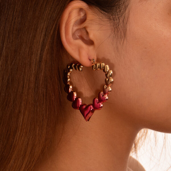 Wholesale Valentine's Day gradient heart-shaped circle earrings