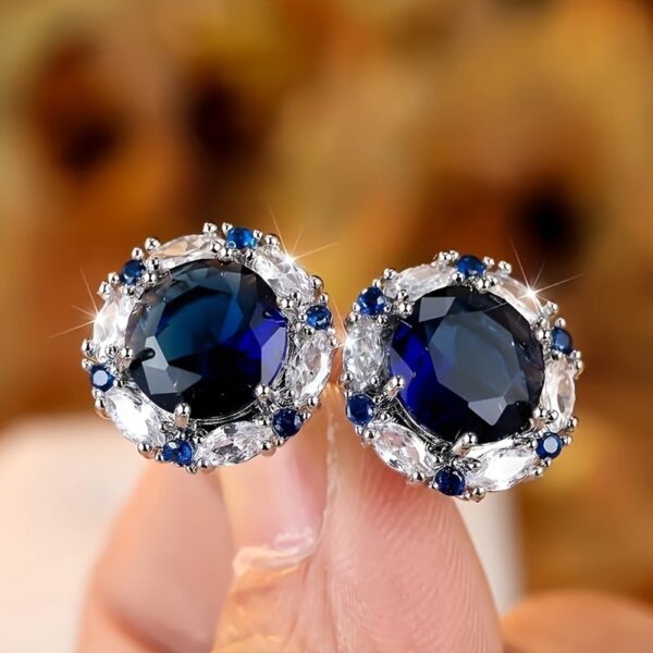 Wholesale Colored circular diamond studded earrings