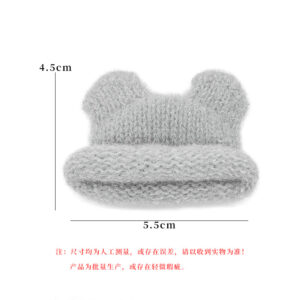 Gray plush bear woolen hat
