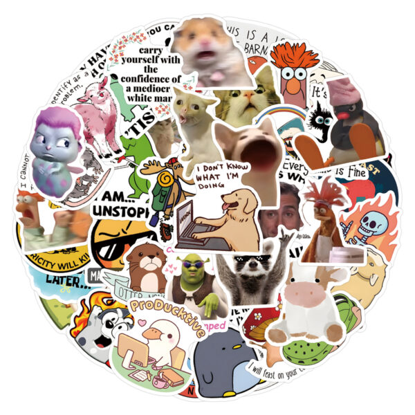 Wholesale 55pcs of fun, cartoonish, and hilarious Waterproof Vinyl Stickers