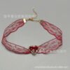 Wholesale Hollow out red lace heart-shaped collarbone chain