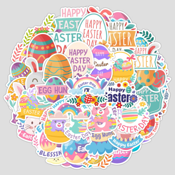 O1CN01e4E0ag1K0lVDy3Da1_2209355201102-0-cib Wholesale Easter colorful rabbit Waterproof Vinyl Stickers