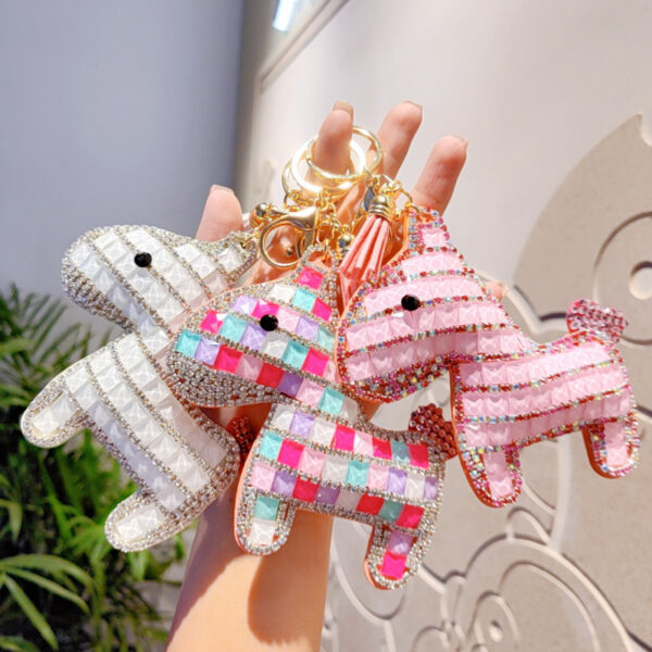 Wholesale Cute diamond studded cartoon horse keychain