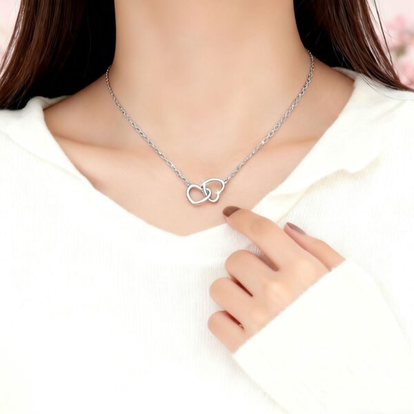 Wholesale Sweet Double Love Stainless Steel Necklace