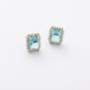 Wholesale Shallow Sea Blue Rectangular S925 Sterling Silver Stud Earrings