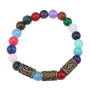 Colored beads + 3 ancient tin runes / Rune pattern random