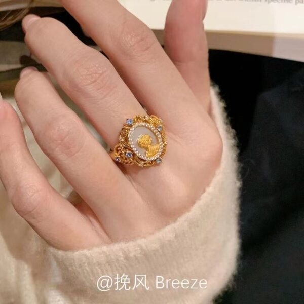 Wholesale Goddess Mother of pearl relief ring